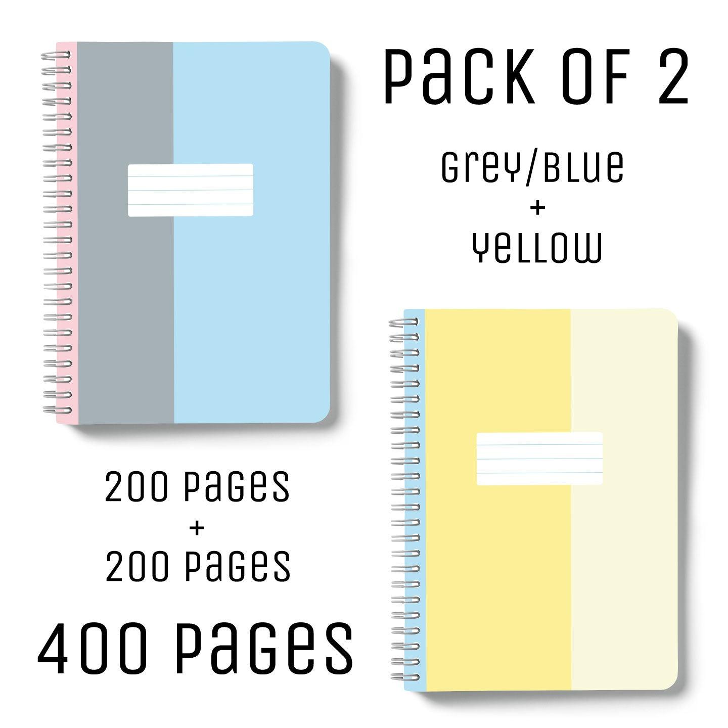 B5 Spiral/Wiro Notebooks - 200 pages - pack of 2 - Fun Lines