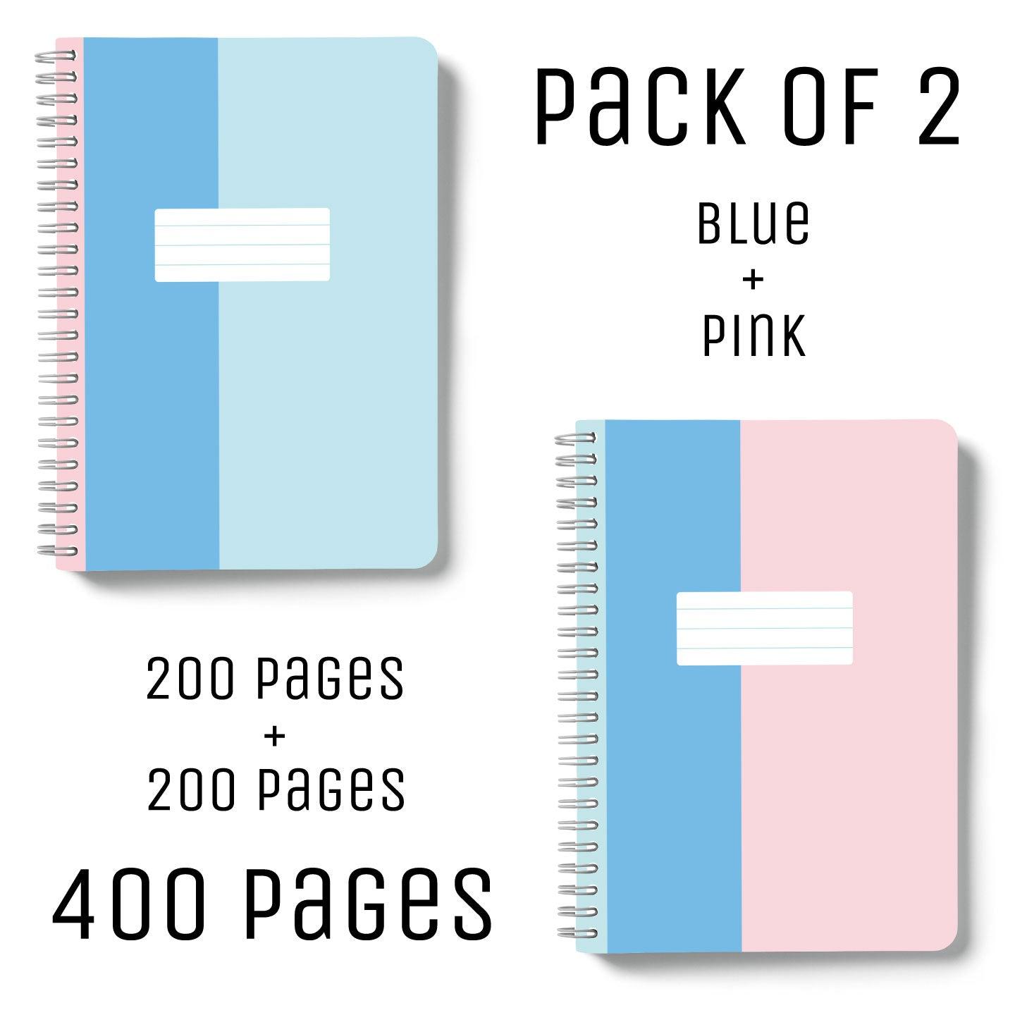 B5 Spiral/Wiro Notebooks - 200 pages - pack of 2 - Fun Lines