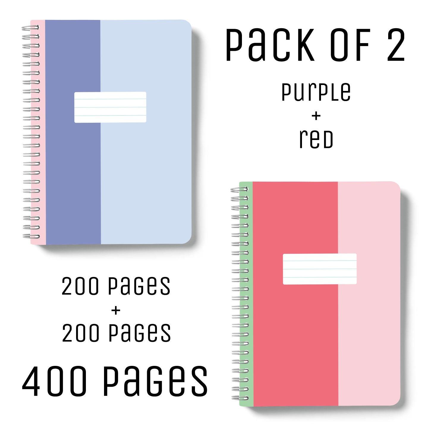 B5 Spiral/Wiro Notebooks - 200 pages - pack of 2 - Fun Lines