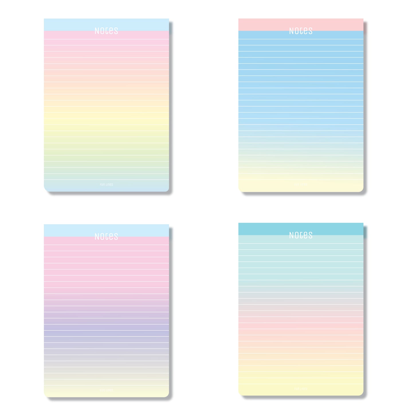 A5 Gradient Notepads - Pack of 4 - 200 sheets