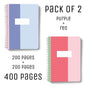 B5 Spiral/Wiro Notebooks - 200 pages - pack of 2 - Fun Lines