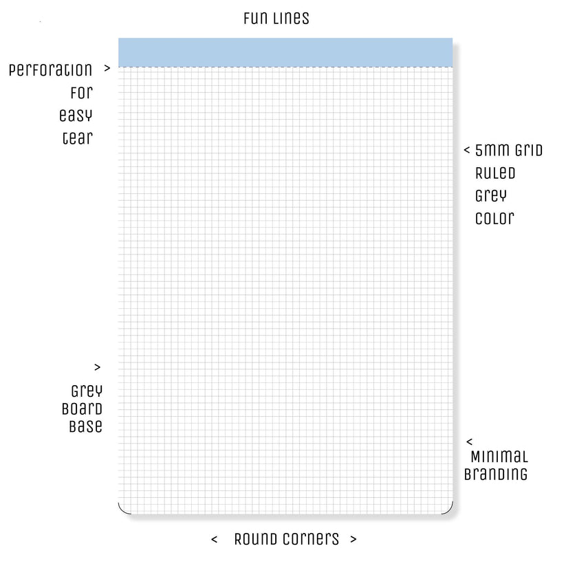 Quad Ruled Paper Pad - Perforated - 100 sheets - 200 pages – Fun Lines